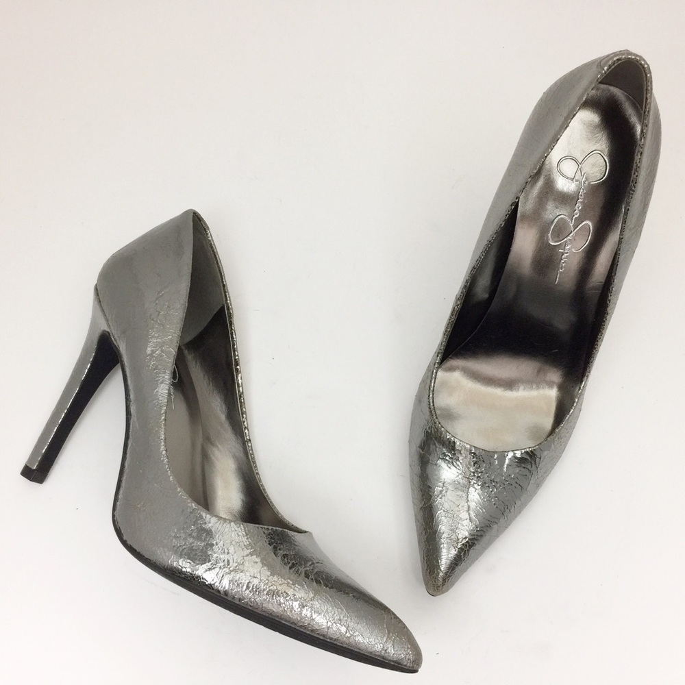 Jessica Simpson Metallic Silver Pointed-Toe Stiletto Pumps